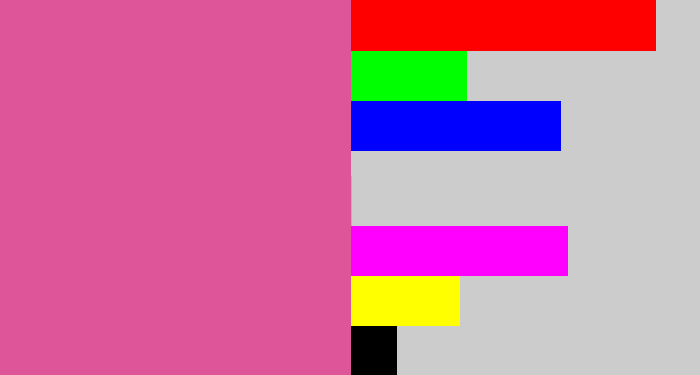 Hex color #de5599 - medium pink
