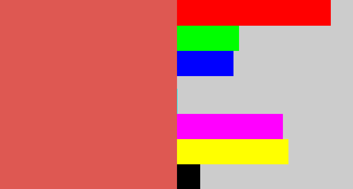 Hex color #de5852 - pastel red