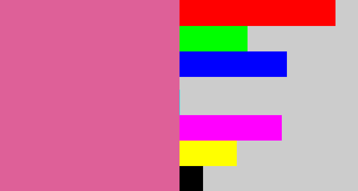 Hex color #de6098 - medium pink
