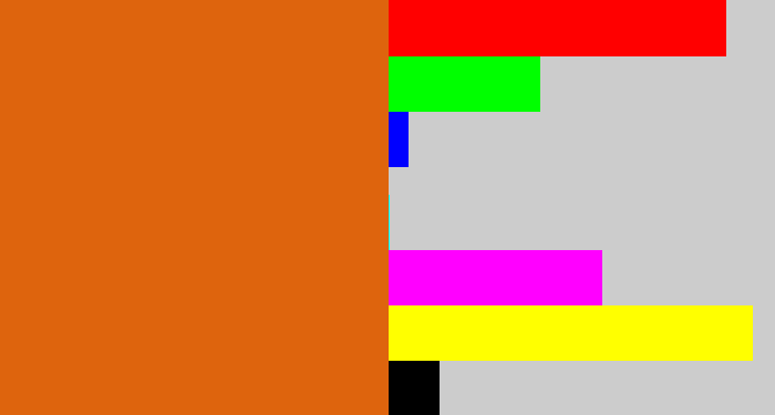 Hex color #de640d - rusty orange