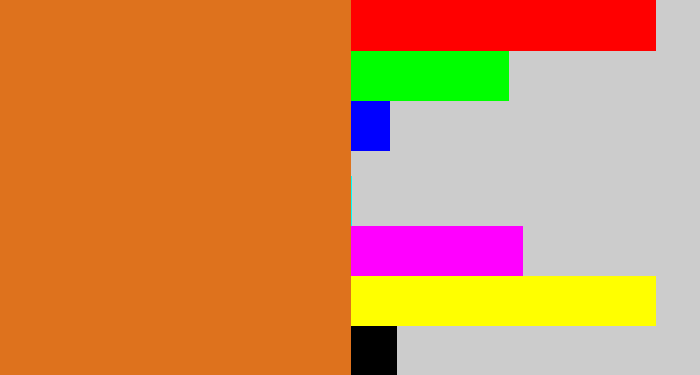 Hex color #de721d - brownish orange