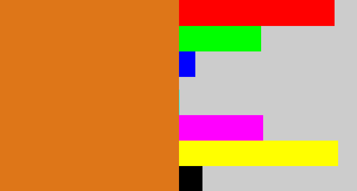 Hex color #de7618 - brownish orange