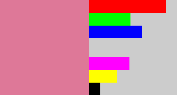 Hex color #de7898 - muted pink