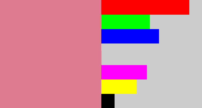 Hex color #de7b91 - muted pink