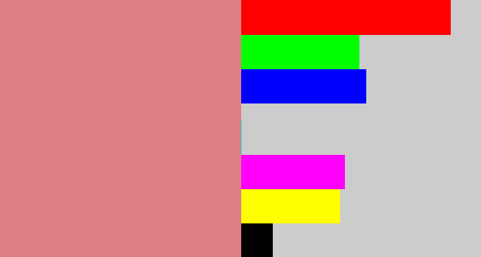 Hex color #de7e84 - muted pink