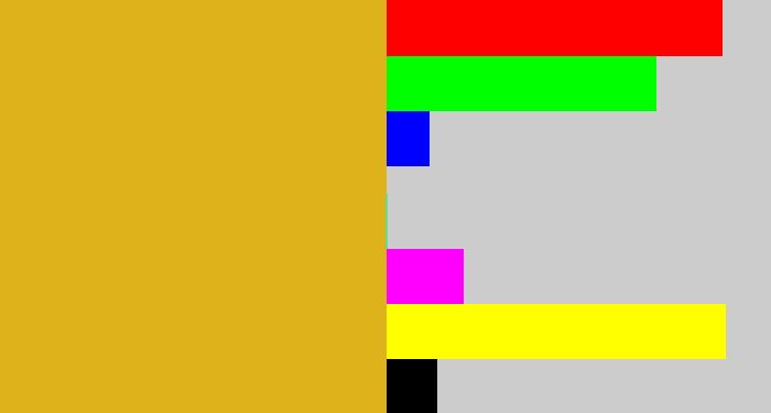 Hex color #deb21b - gold