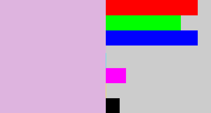 Hex color #deb4df - light violet