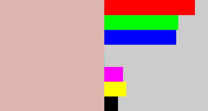 Hex color #deb6af - pinkish grey