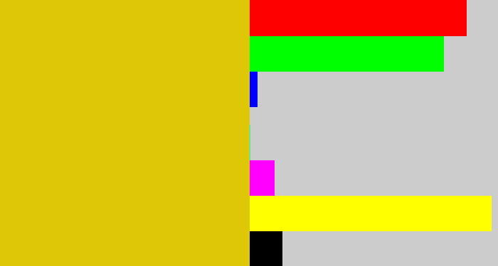 Hex color #dec707 - mustard yellow