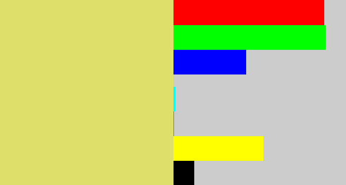 Hex color #dee06c - dull yellow