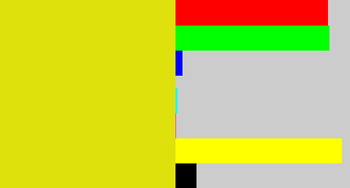 Hex color #dee10b - piss yellow