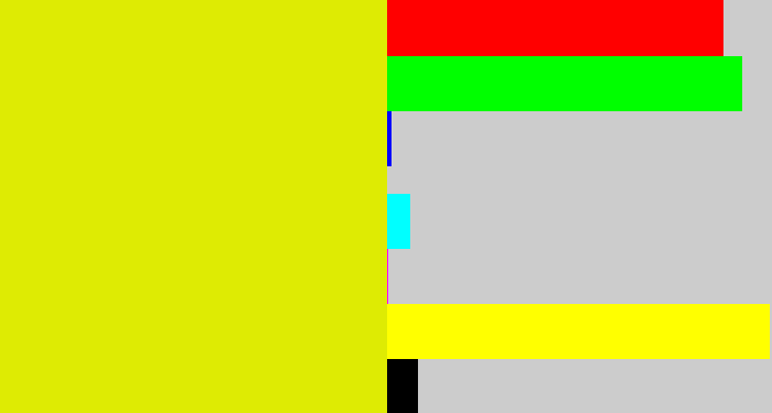Hex color #deeb03 - greenish yellow