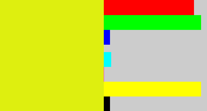 Hex color #deef0f - neon yellow