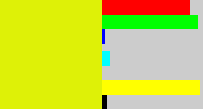 Hex color #def107 - neon yellow