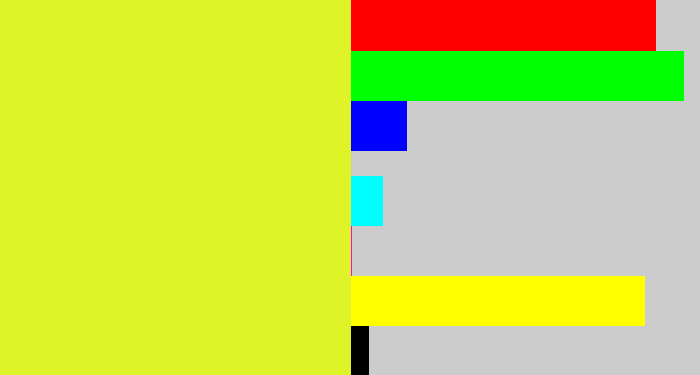 Hex color #def328 - sickly yellow