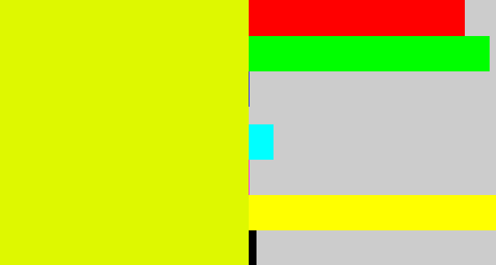 Hex color #def800 - neon yellow