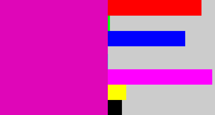 Hex color #df06b8 - hot magenta