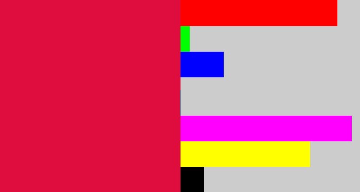 Hex color #df0c3e - pinkish red