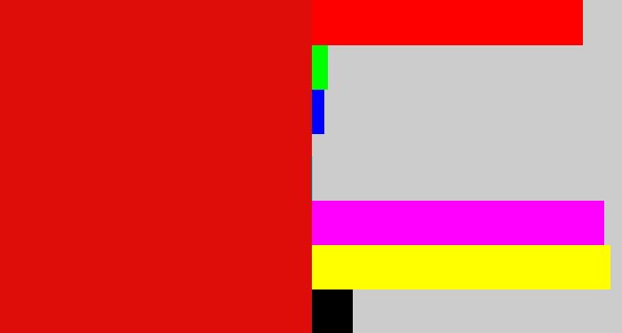 Hex color #df0d09 - red