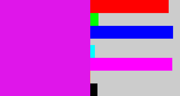 Hex color #df16ea - pink/purple