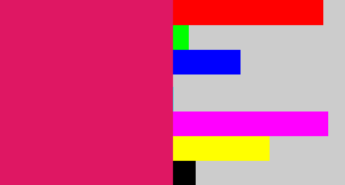 Hex color #df1763 - cerise