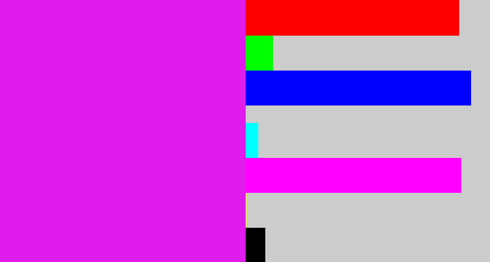 Hex color #df1ceb - pink/purple