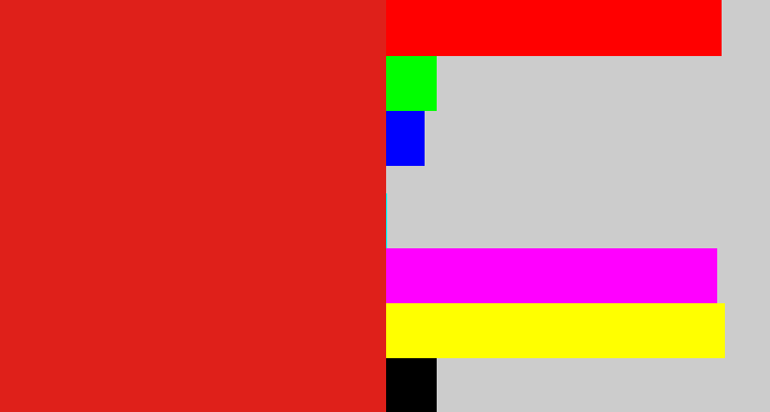 Hex color #df201a - vermillion