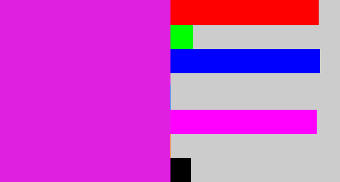 Hex color #df20e0 - purple/pink