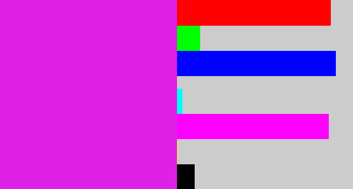 Hex color #df20e5 - purple/pink