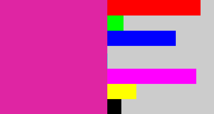 Hex color #df25a3 - purpley pink