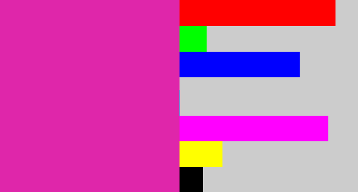 Hex color #df26aa - purpley pink