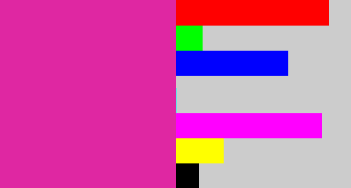 Hex color #df27a2 - purpley pink