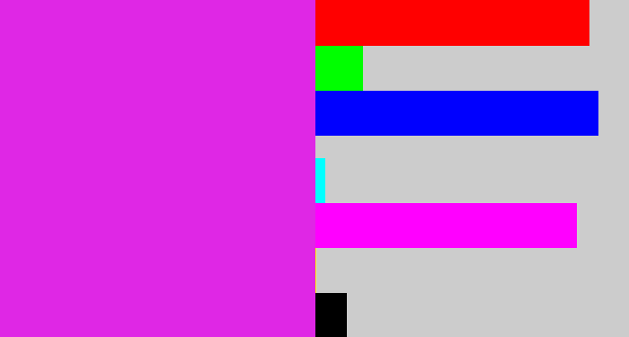 Hex color #df27e5 - purple/pink