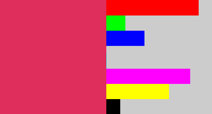 Hex color #df2e5b - red pink