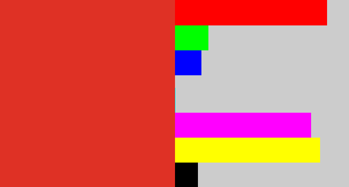 Hex color #df3125 - tomato