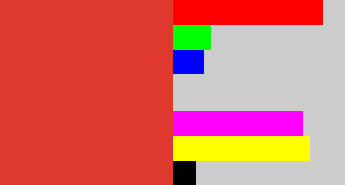 Hex color #df382f - tomato