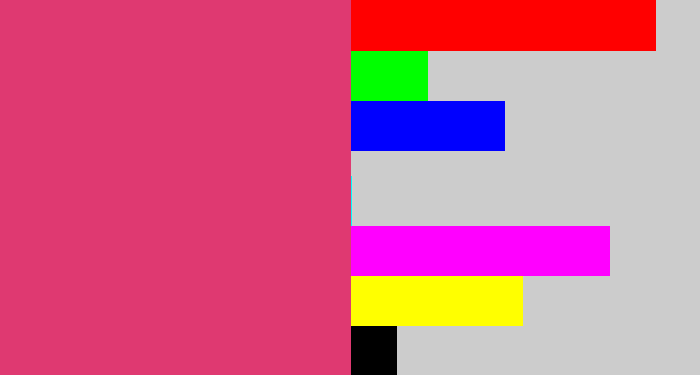 Hex color #df3971 - darkish pink