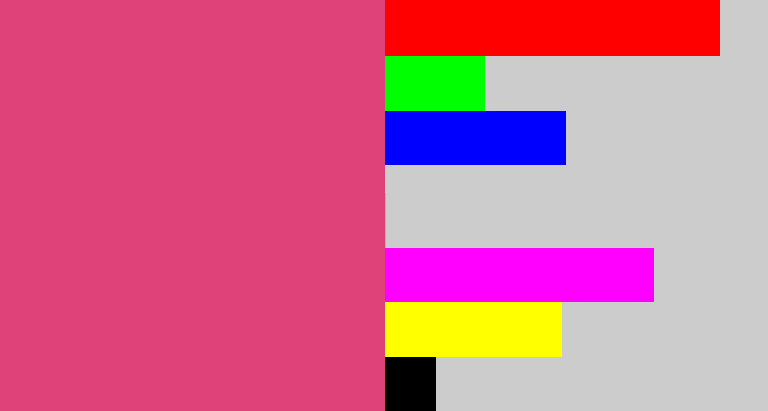 Hex color #df4279 - darkish pink