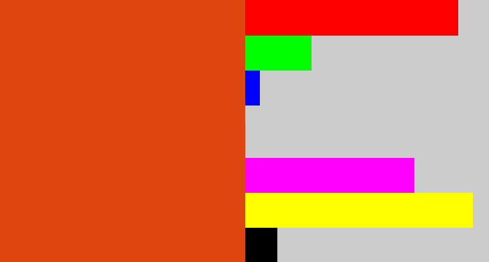 Hex color #df460f - deep orange