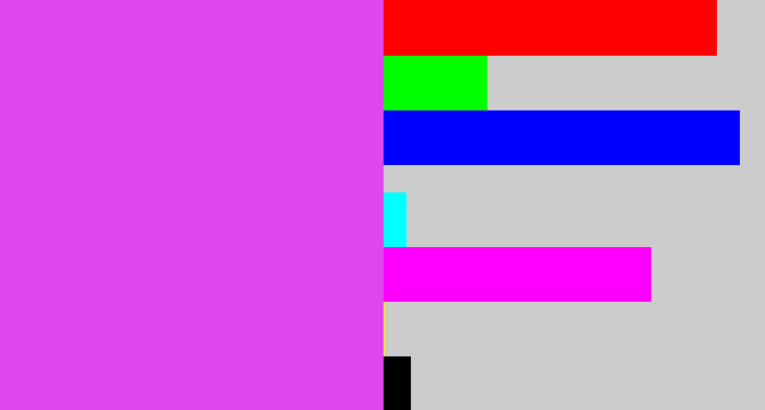 Hex color #df46ec - heliotrope