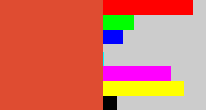 Hex color #df4c31 - tomato