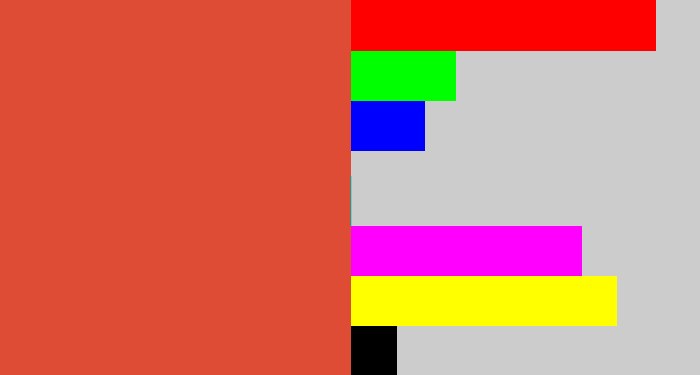 Hex color #df4c35 - tomato