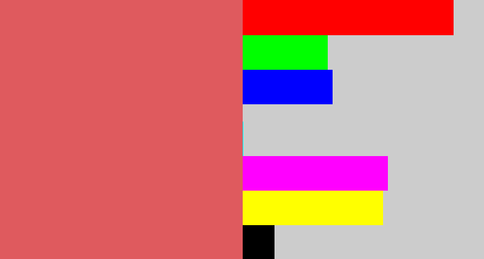 Hex color #df5a5e - pastel red