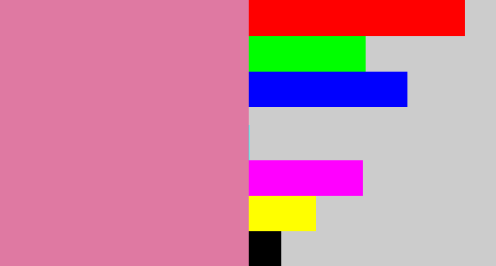 Hex color #df79a2 - dull pink