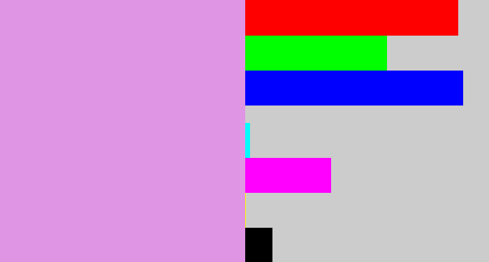 Hex color #df94e4 - lavender pink