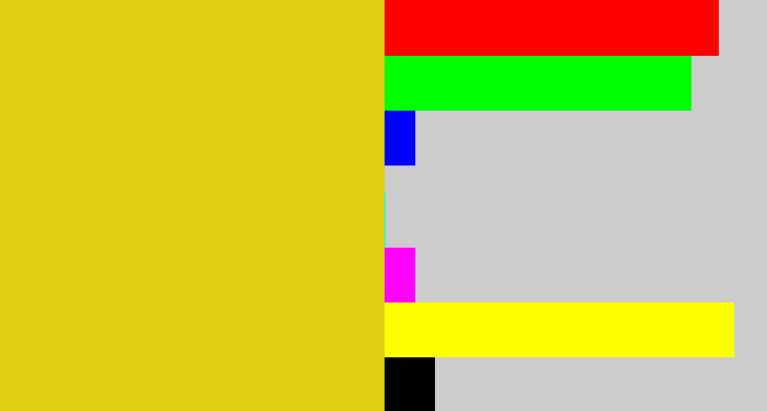 Hex color #dfcd14 - piss yellow