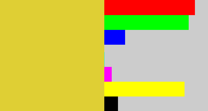 Hex color #dfcf34 - sickly yellow