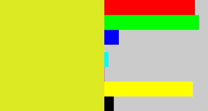 Hex color #dfe923 - sickly yellow