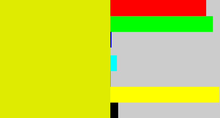Hex color #dfec02 - greenish yellow