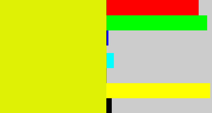 Hex color #dff105 - neon yellow